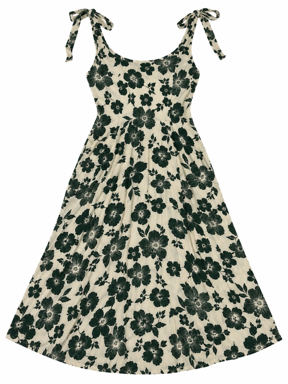 Abercrombie & Fitch Women’s XL Cream Dark Green Floral Tie Strap Maxi Dress
